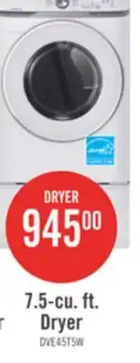 The Brick Samsung 7.5 Cu. Ft. Electric Dryer - White - Stackable - DVE45T6005W/AC offer