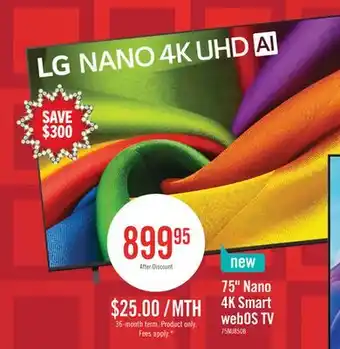 The Brick LG 75 NU850 Nano 4K Smart webOS TV (75NU850BPUA.ACC) – 2026 Model offer
