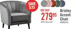 The Brick Brinley 29 Velvet Fabric Accent Chair with Wood Legs - Grey offer