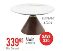 The Brick Alwin 31.5 Modern Round Coffee Table with White Sintered Stone Top - Brown offer