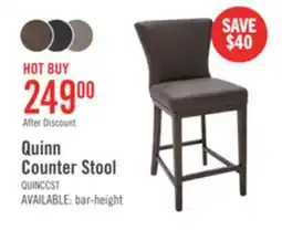 The Brick Quinn Counter-Height Stool with Vegan Leather Fabric, 26H - Brown offer