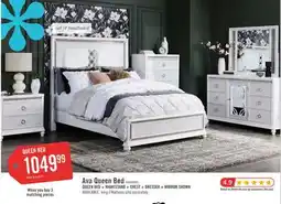 The Brick Ava Panel Bed with Headboard & Frame, LED, Glam, White - Queen Size offer