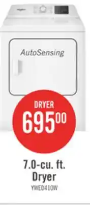 The Brick Whirlpool 29 7.0 Cu. Ft. Electric Dryer with AutoSensing - YWED4105SW offer