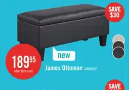 The Brick James 39.25 Faux Leather Storage Ottoman - Black offer