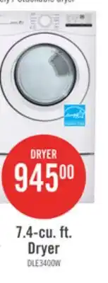 The Brick LG 7.4 Cu. Ft. Electric Dryer - White - Stackable - DLE3400W offer