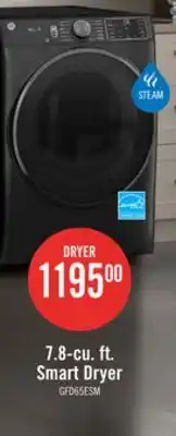 The Brick GE 7.8 Cu. Ft. Smart Electric Dryer with Steam and Sanitize - GFD65ESMVDS offer