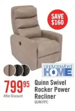 The Brick Cindy Crawford Home Quinn 31 Leather-Look Fabric Swivel Rocker Power Reclining Chair - Taupe offer
