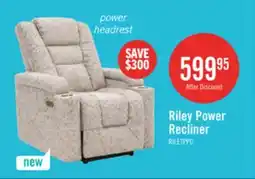 The Brick Riley 35.4 Linen-Look Fabric Power Reclining Chair with Power Headrest – Grey offer