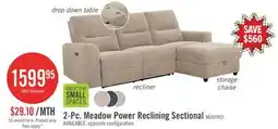 The Brick Meadow 2-Piece Right-Facing Chenille Fabric Power Reclining Sectional with Storage Chaise - Taupe offer