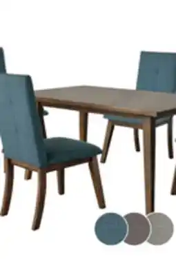 The Brick Chelsea 5pc Dining Set with Table & 4 Blue Chairs, 48W Round - Walnut Brown offer