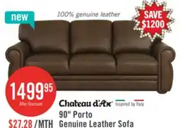 The Brick Chateau d'Ax Porto 90 Traditional Genuine Leather Sofa - Chocolate offer