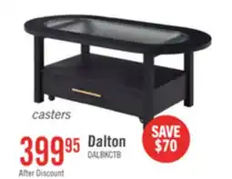The Brick Dalton 47.5 Coffee Table with Glass Top and Drawer - Black offer