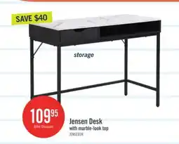 The Brick Jensen 40 Desk with Marble-Look Top and Storage – Black offer