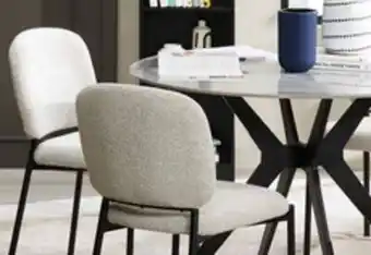 The Brick Luka 5pc Dining Set with Table & 4 Chairs, Sintered Stone Top, Metal, 43.5W Round - Grey/Taupe offer