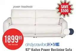 The Brick Cindy Crawford Home Kailyn 92 Fabric Power Reclining Sofa with Power Headrests - Beige offer