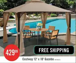 The Brick Costway 12' X 10' Outdoor Patio Gazebo Canopy Shelter Double Top Sidewalls Netting Brown offer