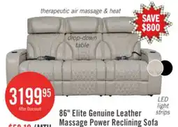 The Brick 86 Elite Genuine Leather Massage Power Reclining Sofa offer