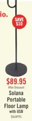 The Brick Solana 64 Modern Metal Acrylic Portable Indoor/Outdoor Floor Lamp with USB Port - Black offer