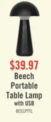The Brick Beech 11 Modern Acrylic Portable Indoor/Outdoor Table Lamp with USB Port - Black offer