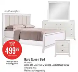 The Brick Halo Panel Bed with Headboard & Frame, LED, Glam, White - Queen Size offer