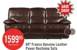 The Brick Franco 89 Genuine Leather Zero Gravity Power Reclining Sofa with USB Ports - Brown offer