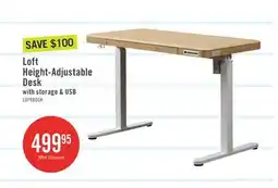 The Brick Loft 47.24 Height-Adjustable Office Desk with Storage and Wireless Charging - Natural offer