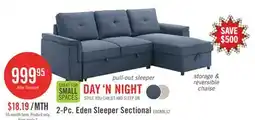 The Brick Eden 2-Piece Reversible Fabric Sleeper Sectional with Storage Chaise and Removable Back Cushions offer