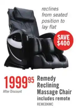 The Brick Remedy 48.4 Faux Leather Reclining Massage Chair - Black offer
