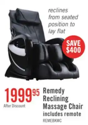The Brick Remedy 48.4 Faux Leather Reclining Massage Chair - Black offer