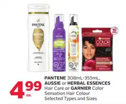 Rexall PANTENE 308ml-355ml, AUSSIE or HERBAL ESSENCES Hair Care or GARNIER Color Sensation Hair Colour offer
