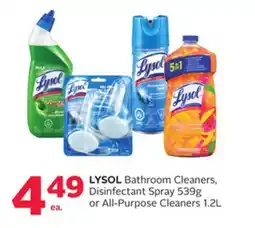 Rexall LYSOL Bathroom Cleaners, Disinfectant Spray 539g or All-Purpose Cleaners 1.2L offer