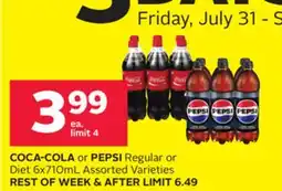 Rexall COCA-COLA or PEPSI Regular or Diet 6x710mL Assorted Varieties offer
