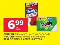 Rexall CHARMIN Bathroom Tissue Triple 8=24 Rolls or BOUNTY Paper Towels 3 or 4=6 Rolls offer