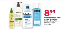 Rexall AVEENO, LUBRIDERM or NEUTROGENA Hand or Body Care offer