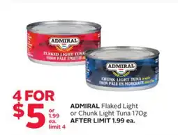 Rexall ADMIRAL Flaked Light or Chunk Light Tuna offer