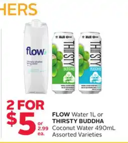 Rexall FLOW Water 1L or THIRSTY BUDDHA Coconut Water 490mL offer