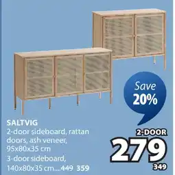 JYSK SALTVIG 2-door sideboard, rattan doors, ash veneer offer