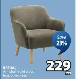 JYSK BREDAL Armchair, solid wood legs, olive green offer