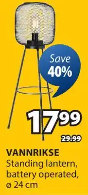 JYSK VANNRIKSE Standing lantern, battery operated offer