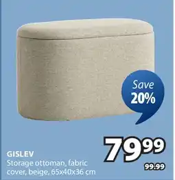 JYSK GISLEV Storage ottoman, fabric cover, beige, 65x40x36 cm offer