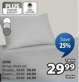 JYSK JUNE Jersey sheet set offer