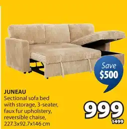 JYSK JUNEAU Sectional sofa bed with storage, 3-seater, faux fur upholstery, reversible chaise offer