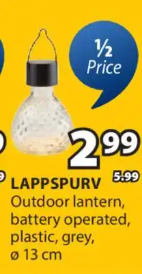 JYSK LAPPSPURV Outdoor lantern battery operated, plastic offer