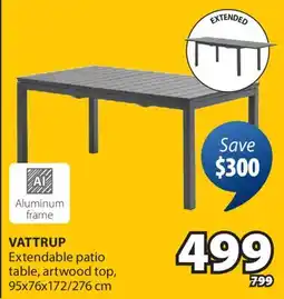JYSK VATTRUP Extendable patio table offer