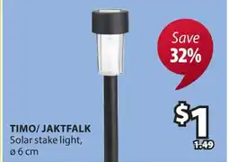 JYSK TIMO/JAKTFALK Solar stake light offer