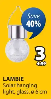 JYSK LAMBIE Solar hanging light, glass offer