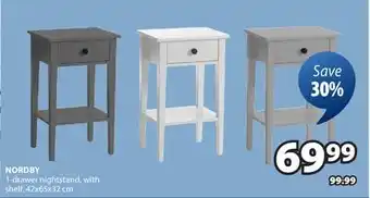 JYSK NORDBY 1-drawer nightstand with shelf offer