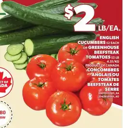 Independent City Market ENGLISH CUCUMBERS,2 EACH OR GREENHOUSE BEEFSTEAK TOMATOES, $2 LB offer