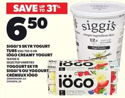 Independent City Market SIGGI'S SKYR YOGURT TUBS, 650/750 G OR IÖGO CREAMY YOGURT offer