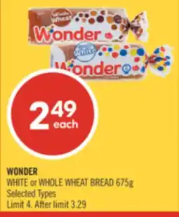 Shoppers Drug Mart WONDER WHITE or WHOLE WHEAT BREAD offer